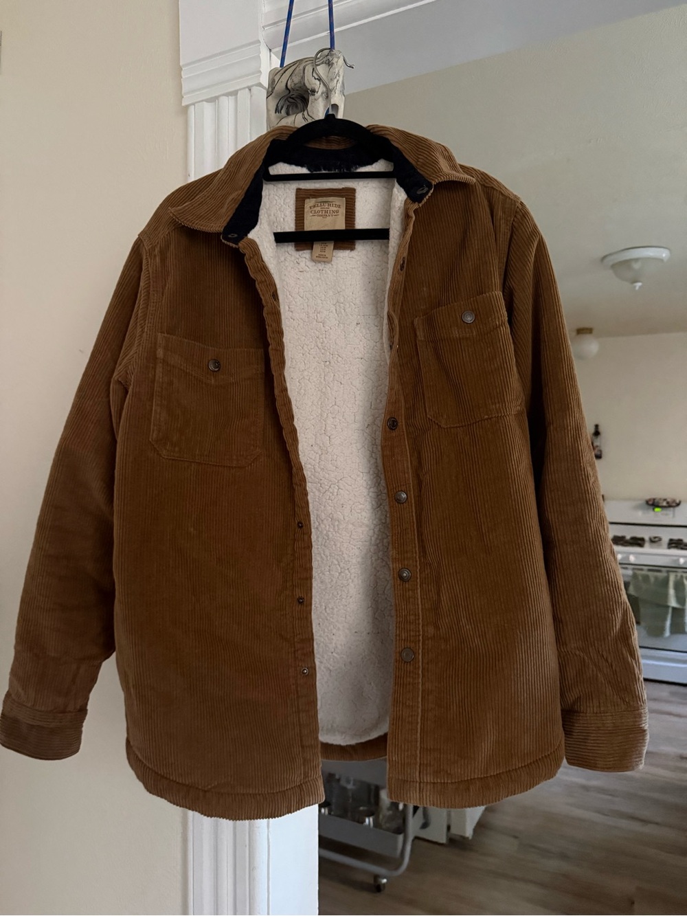 Men's Brown Corduroy Sherpa-Lined Jacket